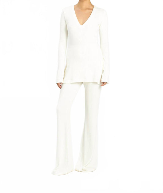 Sans Faff Sylvie Enviro Rib V-Neck Top White X-Small 2