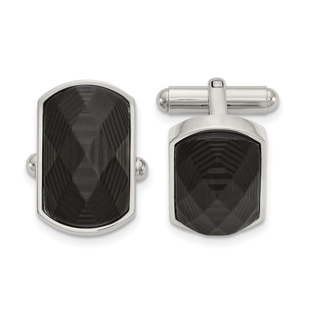 Diamond2Deal Carbon Fiber Cufflinks Black 2