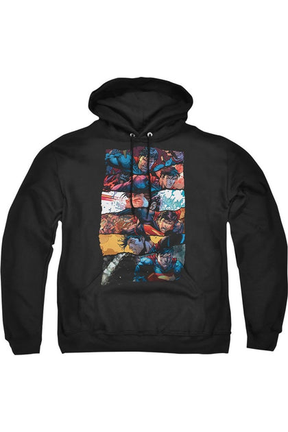 Gildan Superman Torn Collage Hooded Sweatshirt Black Medium 2
