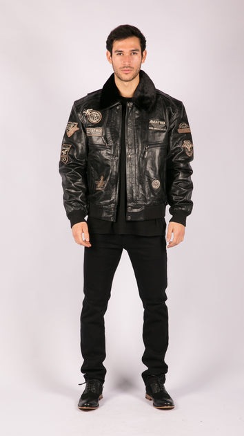 TruClothing Aviator Bomber Leather Jacket Black XL 3