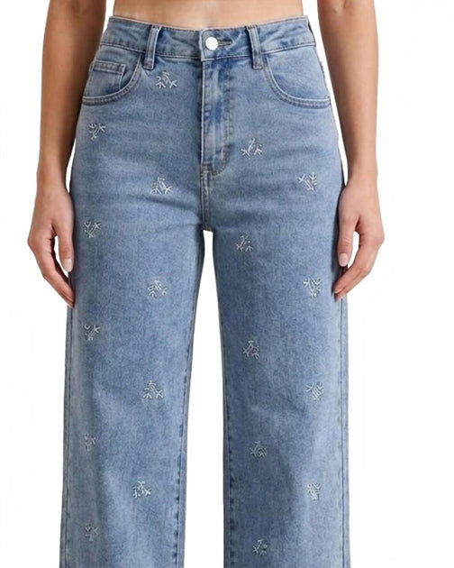 RISEN Petal Threads Barrel Jeans Blue 32 3