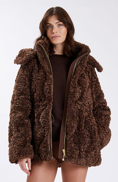 Nicole Benisti Womens Tory Oversized Shearling Jacket | ShopSimon