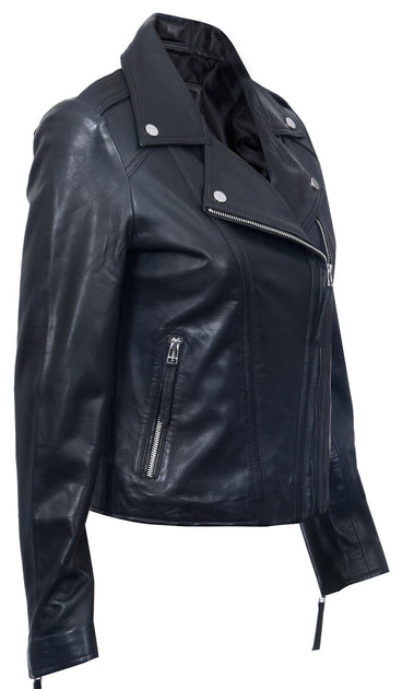Infinity Damen Schwarze Leder Bikerjacke-Tamale 3