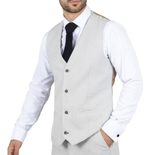 James Darby Miller Check Waistcoat Grey US 36 3