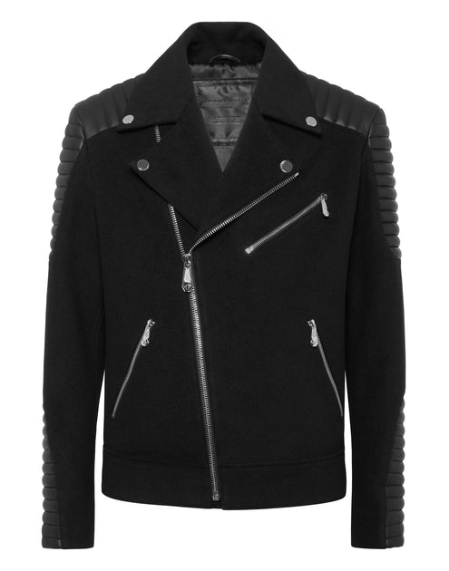 Philipp Plein Wool Biker Jacket Black XXL 2