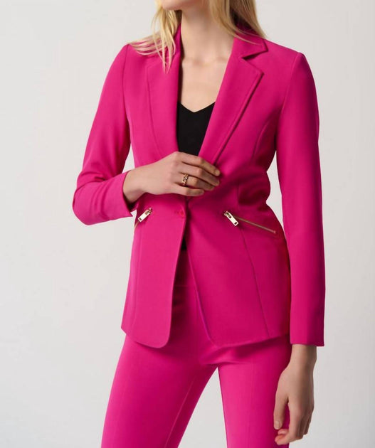 Joseph Ribkoff One-Button Woven Blazer Pink US 8 2