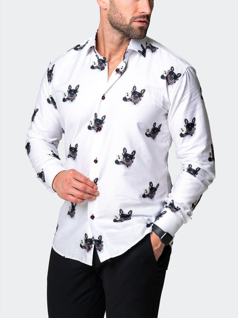 Chemise habillee homme Maceoo Fibonacci Dog Champagne White Small 2