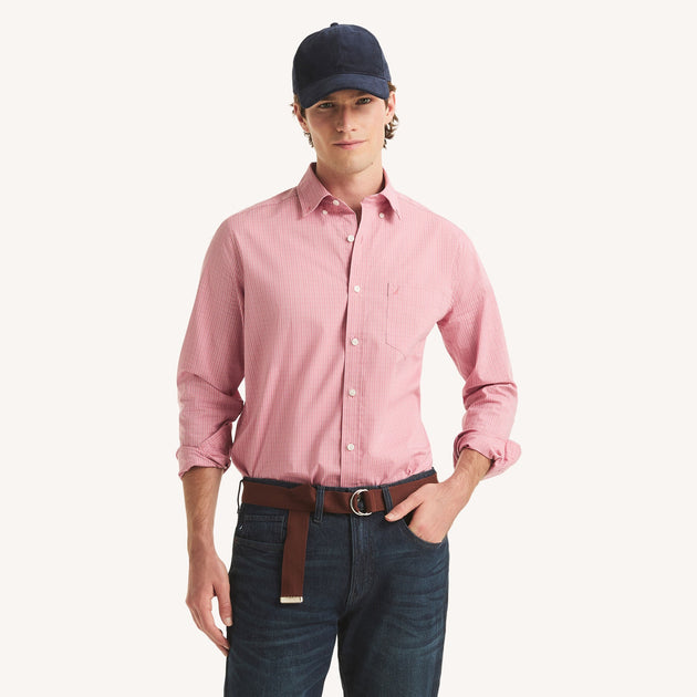Nautica Classic Fit Plaid Shirt Pink XL 2