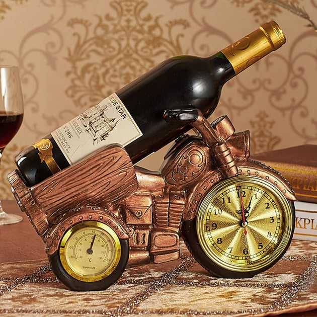 Hivvago Motorcycle Clock Wine Rack Brown 2
