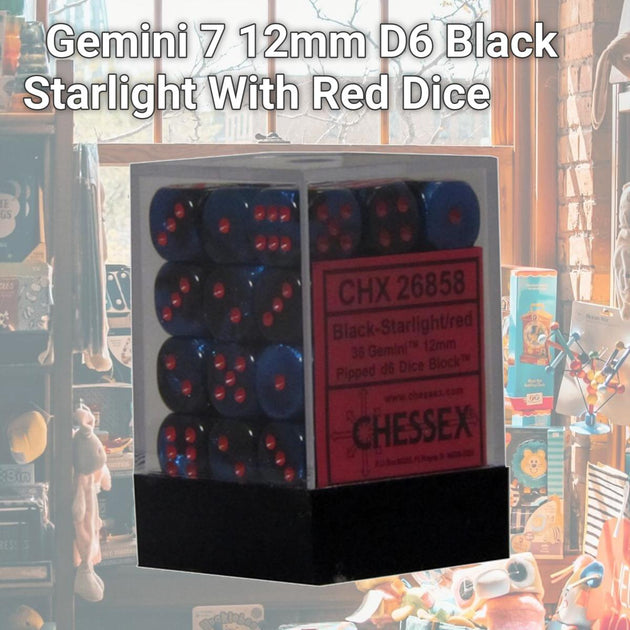 Hasbro Gemini 7 12mm W6 Schwarz Starlight mit Rot Würfel 3