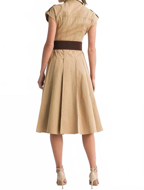 EB Luxe Georgia Down Shirt Dress Beige Small 4