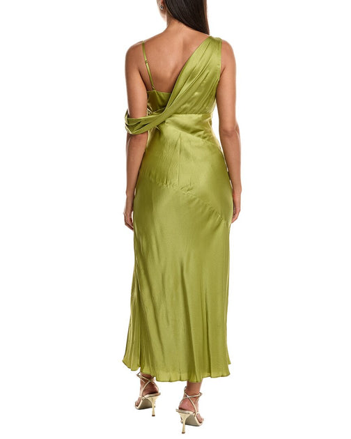 Nicholas Finley Asymmetrical Draped Midi Dress in Green