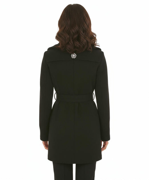 Ci Sono by Cavalini Double Breasted Coat Black Large 3