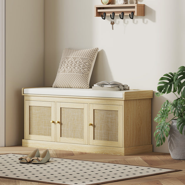 Hivvago Entryway Shoe Bench White 4