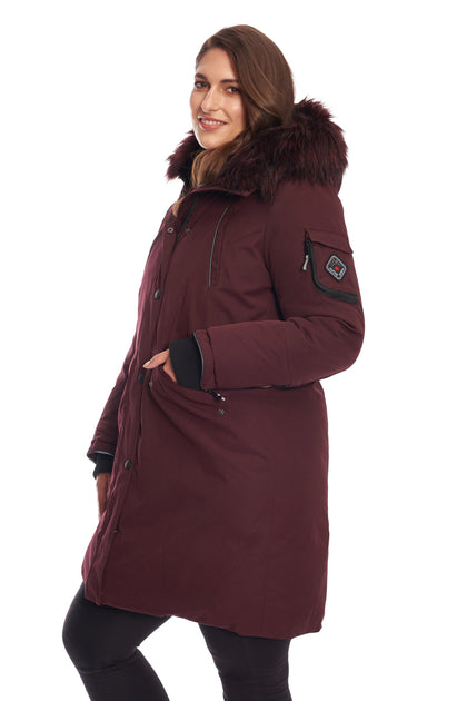 Alpine Laurentian Plus Damen Vegan Down Long Parka Rot 2X 4