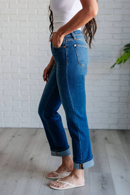 Judy Blue High Rise Center Seam Straight Jean Blue US 14W 4