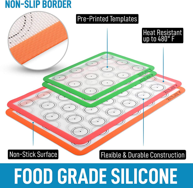Zulay Kitchen Silicone Baking Mat Set 3