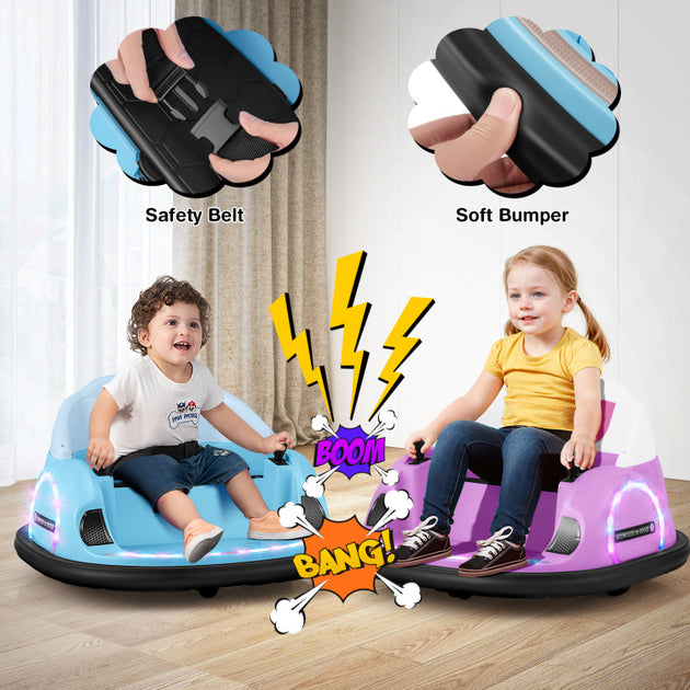 Hivvago 12V 360° Ride On Bumper Car Light Blue 5
