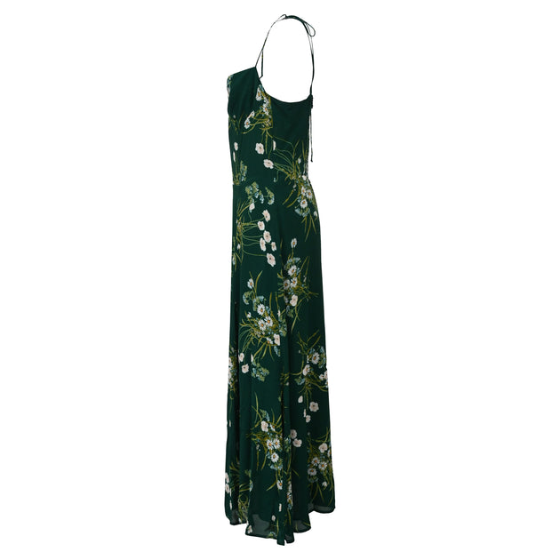 reformation frankie silk dress green Reformation Petites Frankie Silk Dress In Sage Border