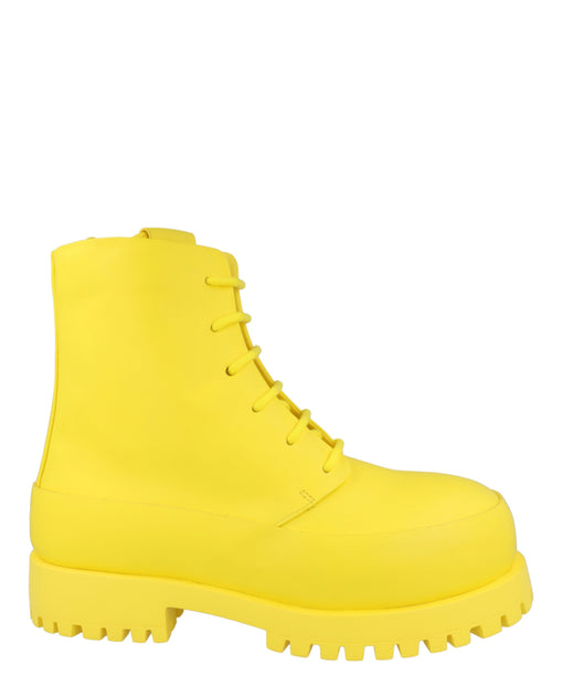 Salvatore Ferragamo Fede Leather Combat Boots Yellow US 10.5 3