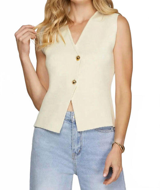 SHE + SKY Abbie Strickweste Beige Large 2