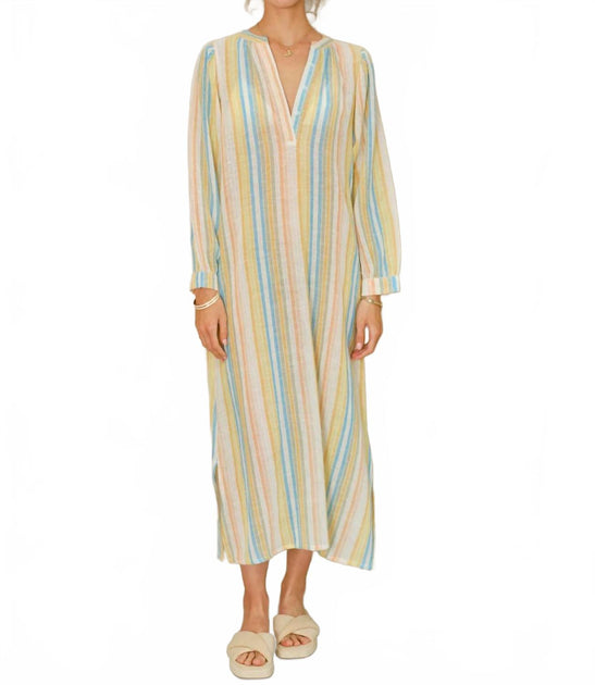 M.A.B.E. Kori Stripe Kaftan Dress Multi Medium 2