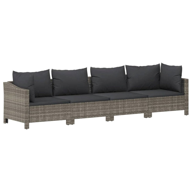 VidaXL 4 Piece Patio Lounge Set Gray Poly Rattan 5