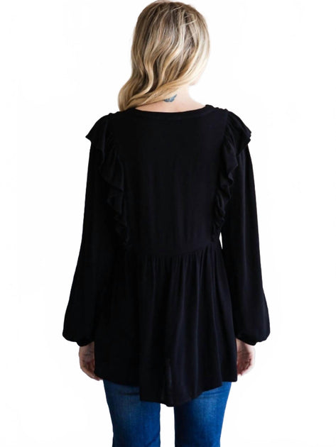 Jodifl Embroidered Babydoll Top Black Large 3