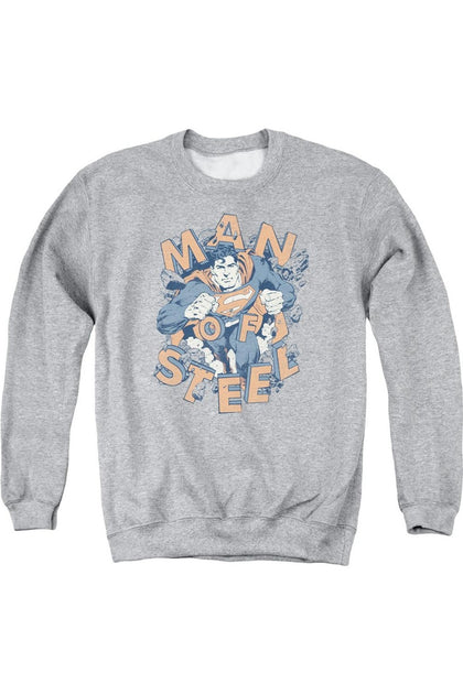 Gildan Superman Coming Through Crewneck Sweatshirt Grey XXL 2