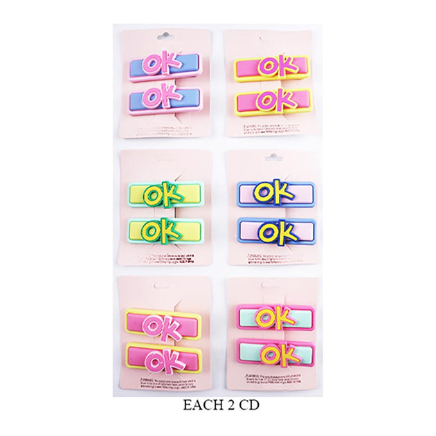 FASHNZFAB Ok Message Snap Alligator Hair Clip Multi 3