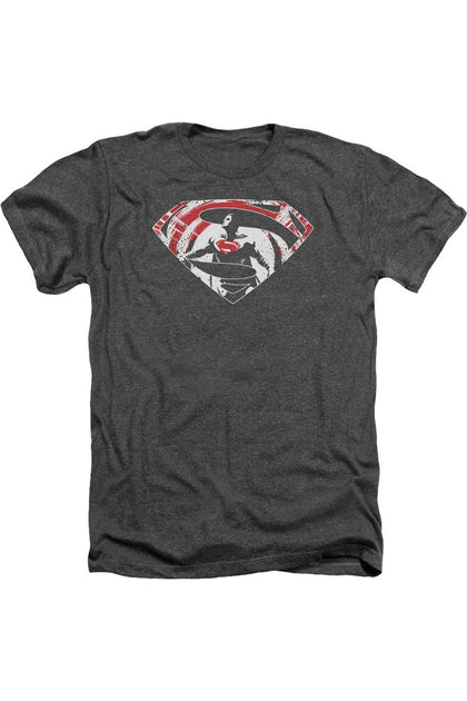 Gildan Batman V Superman Super Splatter Logo T-Shirt Grey Large 2