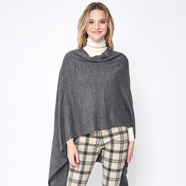 TRUEDAMES Solid Scarf Poncho Red One Size 4