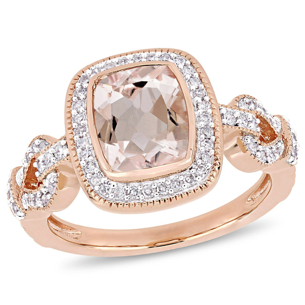 Mimi & Max Morganite Diamond Infinity Halo Ring Rose Gold US 10 2