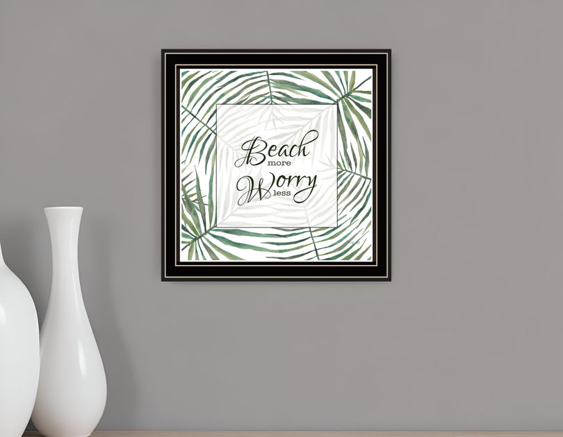 Hivvago BEACH MORE WORRY LESS Framed Print Wall Art Black 4