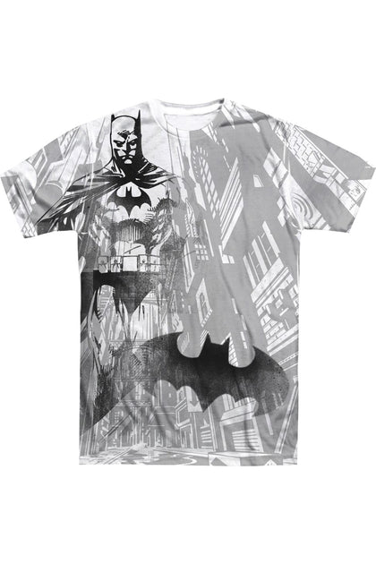 Gildan Batman Vigilance Kurzarm Herren Poly Crew Shirt Grau Medium 2