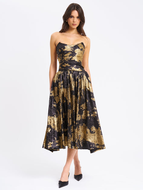 Miss Circle Saanvi Midi Dress Gold Medium 2