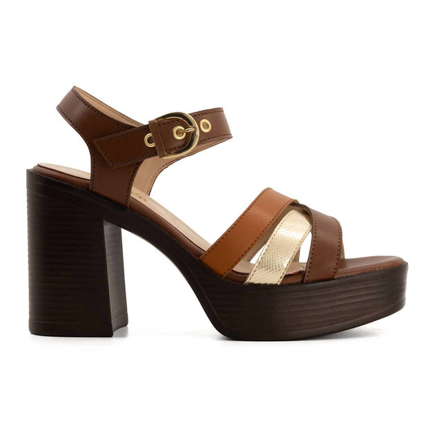 Andrea Women's Ankle Strap Heeled Sandals Brown US 8 2