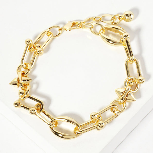 FASHNZFAB Industrial Link Chain Bracelet Gold One Size 3