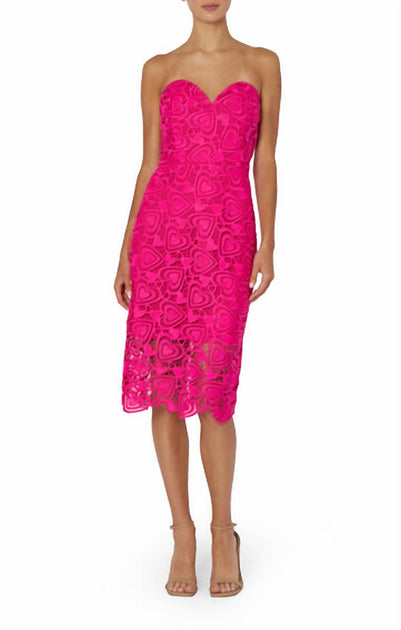 Milly Lucia Heart Lace Dress Pink US 2 2