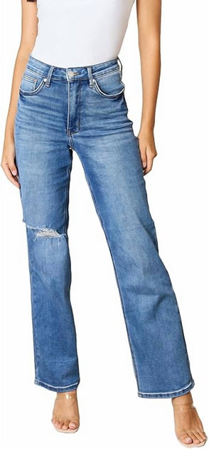 Judy Blue High Rise Control Top 90s Straight Jeans Blue 27 2