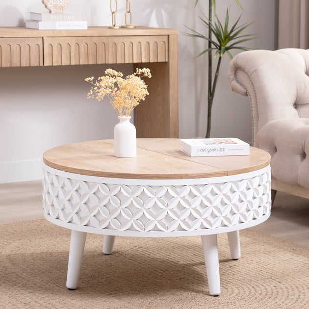 GOODSILO Round Lift-Top Storage Coffee Table 3