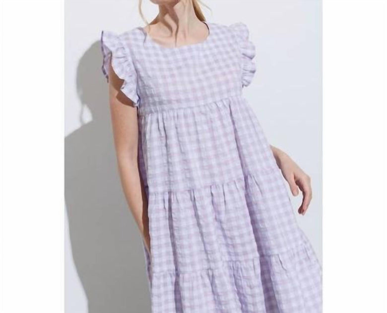 Aaron & Amber Ruffle Dress Purple Large 3