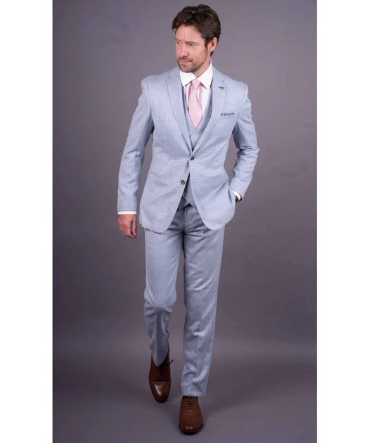 Robert Simon 3 Piece Suit Plaid Slim Fit Blue US 42 Regular 3