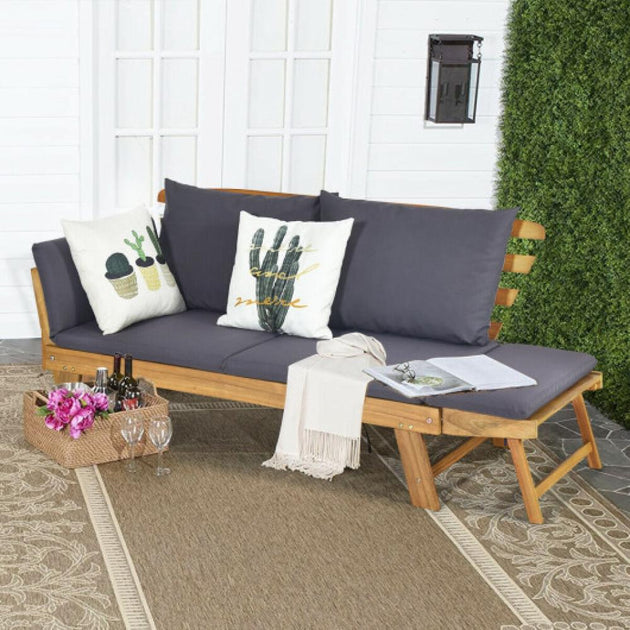 Hivvago Convertible Acacia Wood Daybed Red 2