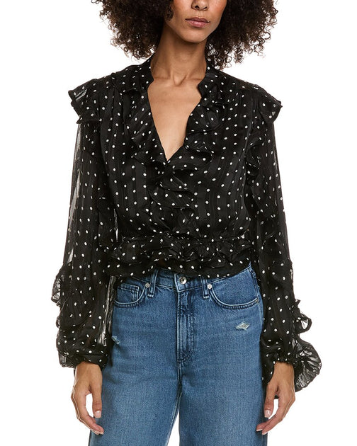 Bardot Frill Spot Blouse Blue US 2 2