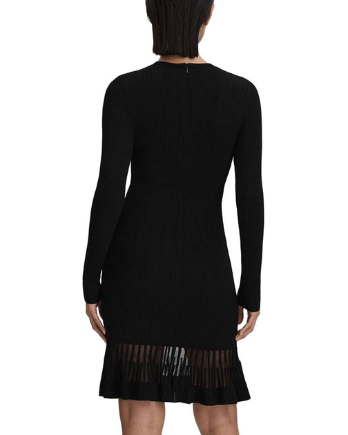 Reiss Teagan Knit Sheer Pleat Mini Dress Black Small 3