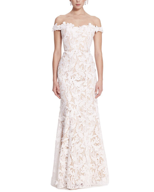 marchesa notte guipure lace a line dress sweeping look that pairs First Lady Style: 50 Price:460 pair:caitlin-diamante-rope-heels-black