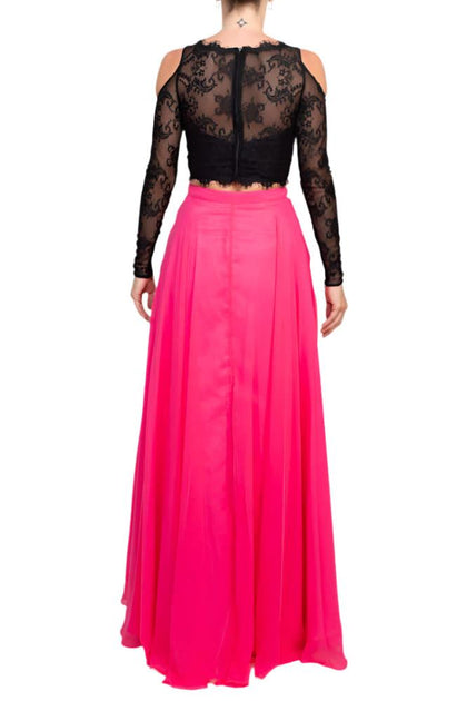TRUEDAMES Robe en Dentelle et Chiffon Rose US 0 4