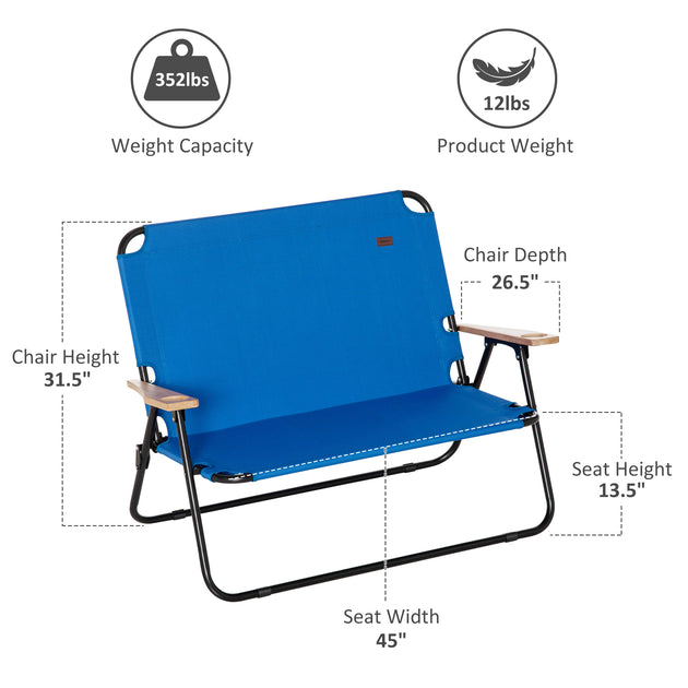Hivvago Portable 2-Person Camping Loveseat Black 6