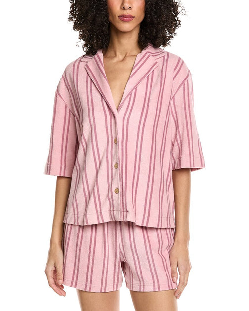 Faherty Cabana Terry Camp Shirt Pink Medium 2